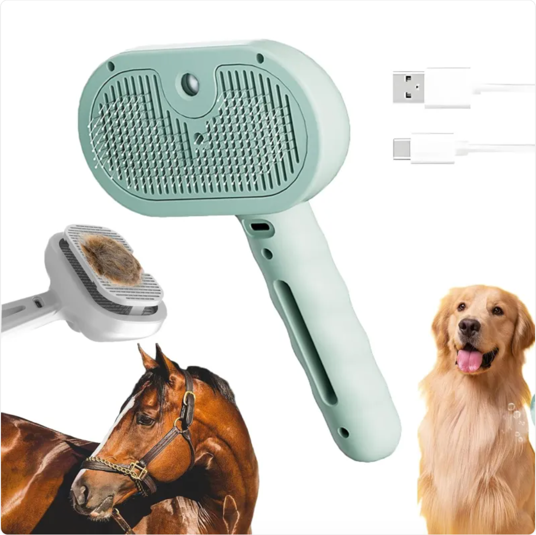 3-in-1 Self-Cleaning Steam Pet Brush